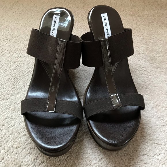 NEW Charles David Dark Brown Wedge Sandals 10M - Picture 4 of 14
